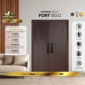 Pintu Fortress Tipe FORT 150.12 Motif Urat Kayu Bahan Baja